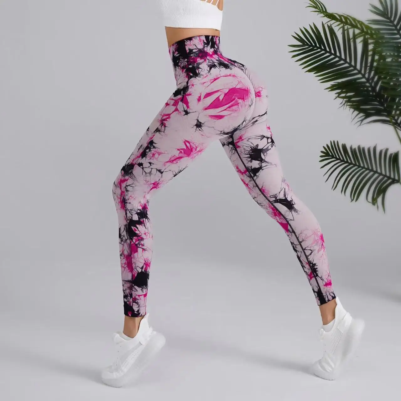 Seamless Tie Dye Leggings Yoga Tights Pants Women's Push UpTie Float High Waist Bubble Butt Lifting Hip Gym Sports Fitness Pants