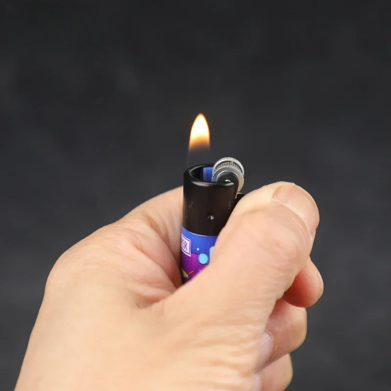 Hot Clipper Grinding Wheel Flint Pulley Recyclable Inflatable Lighter Personalized Fun Pattern Open Flame Lighter for Men's Gift