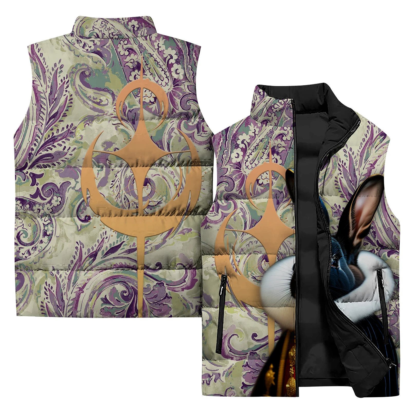 thumbnail image 1 of Nueva chaqueta sin mangas para hombre, chaqueta con estampado de arte abstracto en 3D, chaqueta informal para deportes al aire libre, ciclismo, cortavientos para hombre, 1 of 5