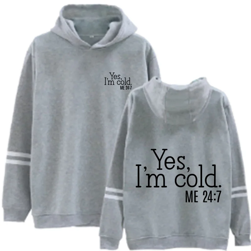 Yes I‘m Cold Womens Hoodie Long-Sleeved Lazy Style Top Daily Striped Slim Fit Sweatshirts Solid Color Versatile Casual Tracksuit 3