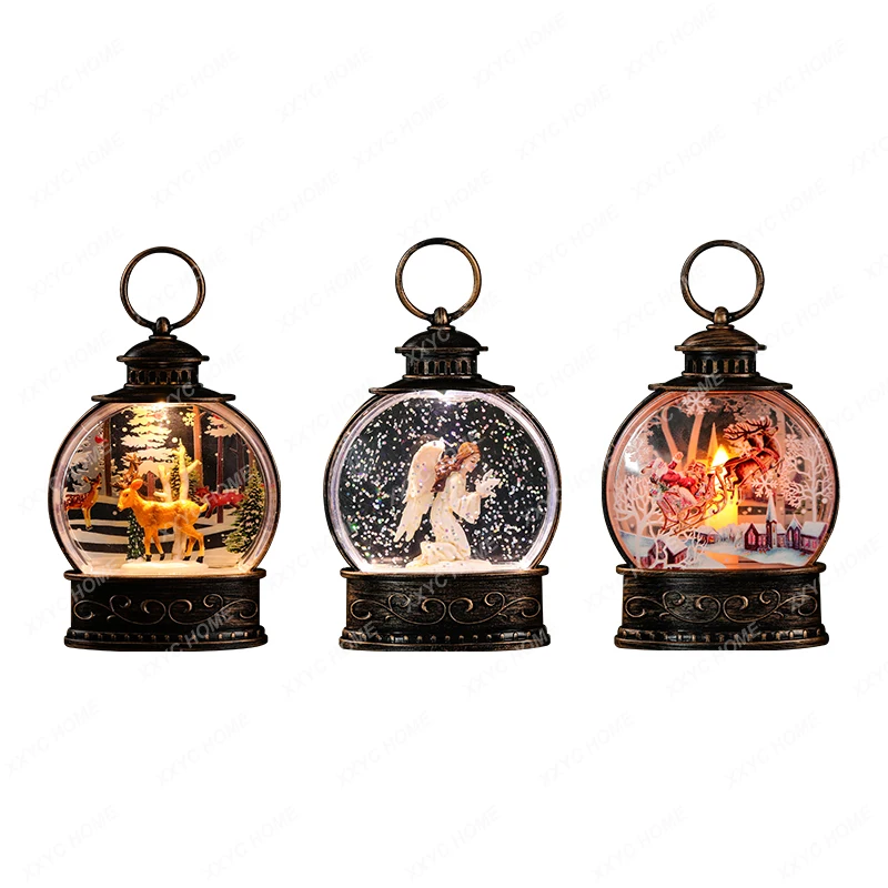 

Christmas Decorations Glowing Snow Flat round Shop Decoration Single Wax Flame Lamp