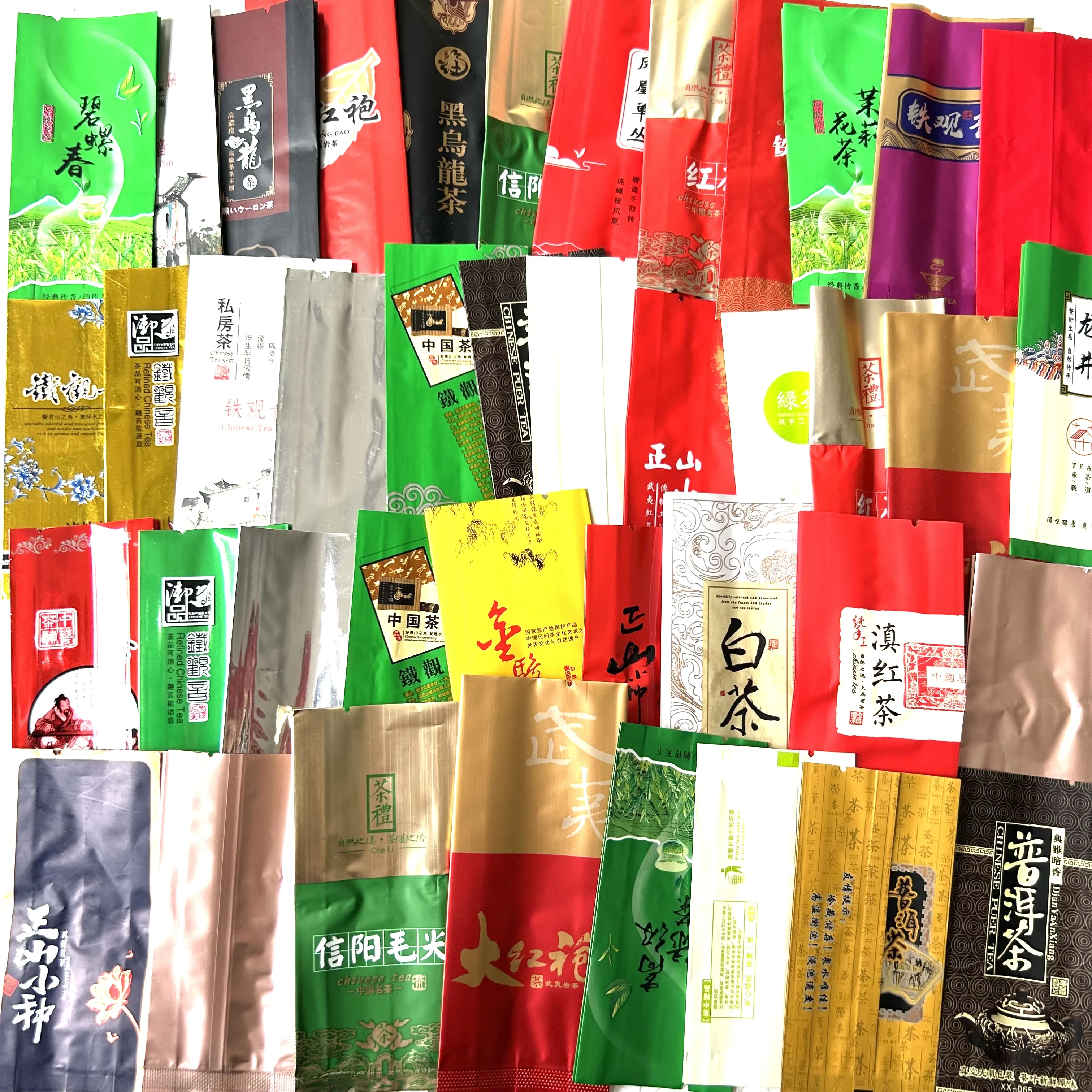 28 Different Tea Package Bags Including Oolong Pu-erh Green Tea Flower Gift 250g Chinese Vacuum Plastic package Bags tea package bags