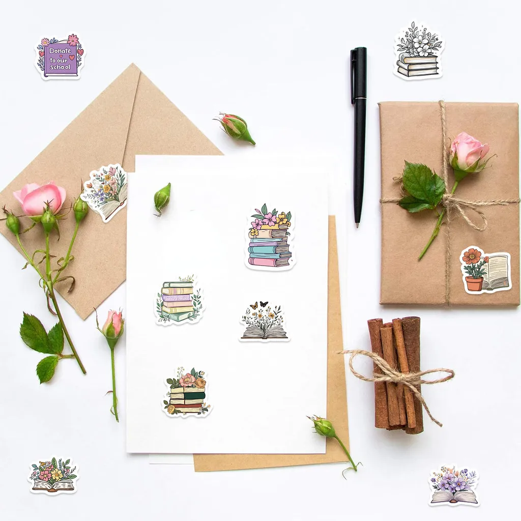 Washi-Tape-Rolle mit Blumen und Lesen (500 Blatt) – niedliche Bookish-Dekorationsaufkleber für Scrapbooking, Aufnahmen, YourLife Store – Detail 10