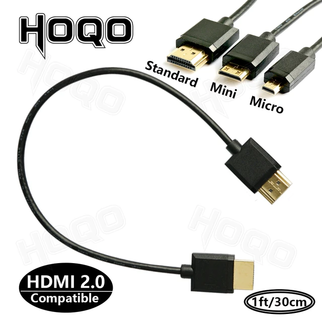 OD 3.2mm Super Soft Micro HDMI to HDMI to Mini HDMI Cable Ultra thin  4k@60hz Light-weight Portable 1ft short hdmi2.0 cord - AliExpress