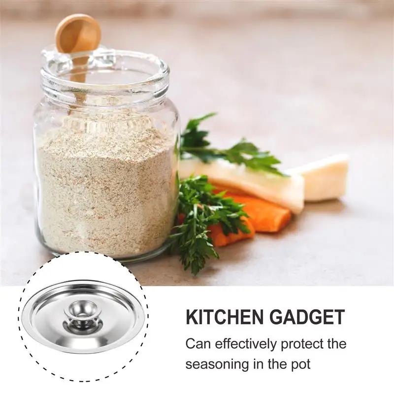 1Pc 10 14 16cm Stainless Steel Seasoning Pot Cover Household Home Seasoning Pot Lid glass pot lid glass lid wooden pot lid