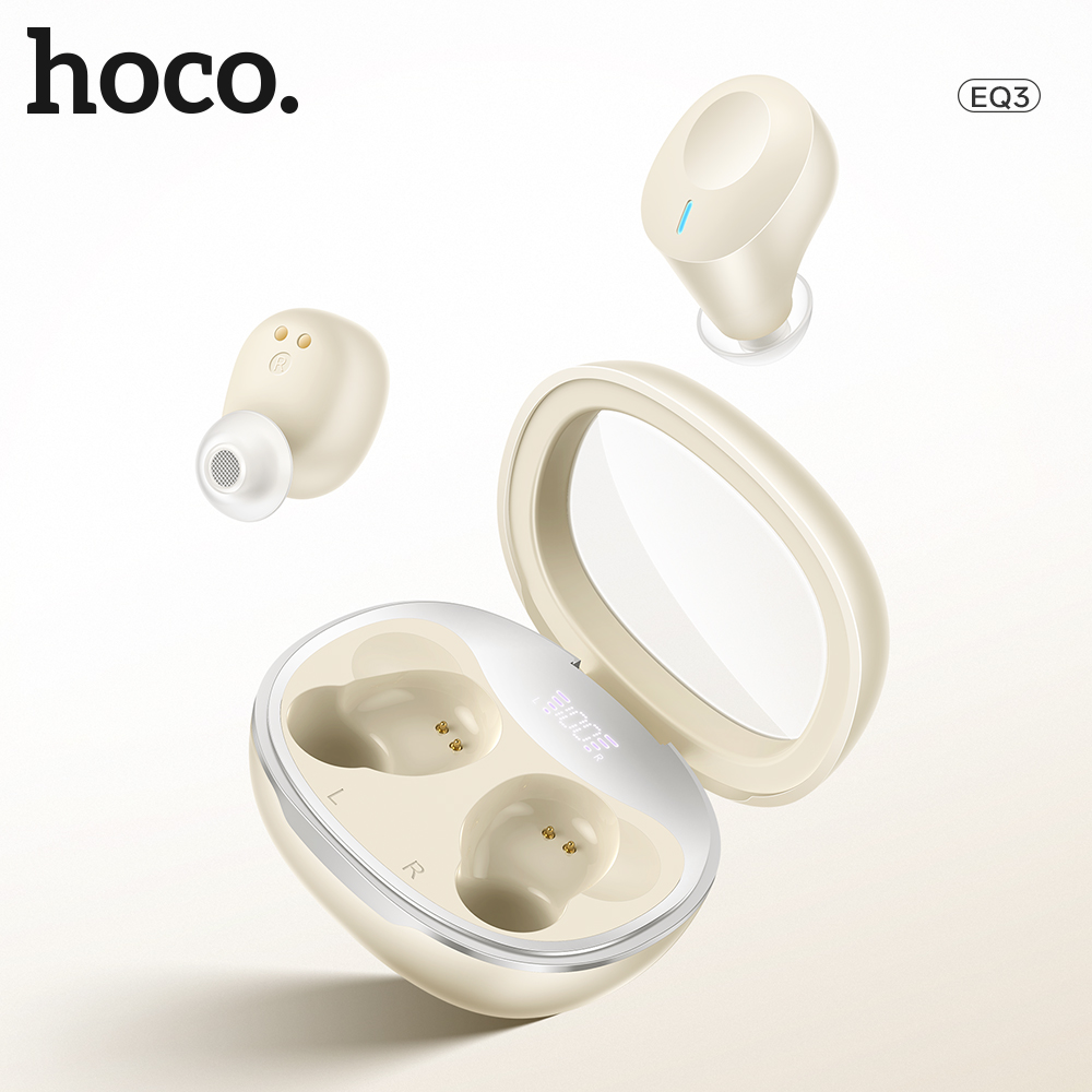 Hoco Eq3 Mini Tws Wireless Bluetooth 5.3 In-ear Earphone For Smart Phone With Transparent Charging Box Led Display Music Earbuds - Earphones & Headphones