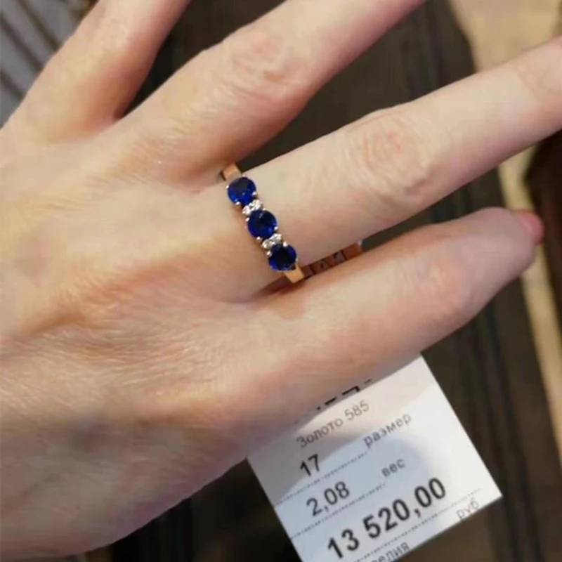 585 фиолетовое золото 14K розовое золото инкрустированные кристаллами сапфиром обручальные кольца для женщин высококачественные ювелирные изделия в японском и корейском стиле