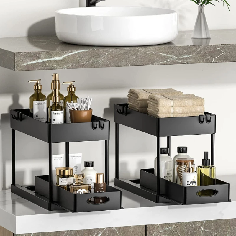 

Cabinet Organizer Drawer, Under Sink Organizers and Storage 2 Tier Multi-purpose Bathroom Cabinet Organizer ABS