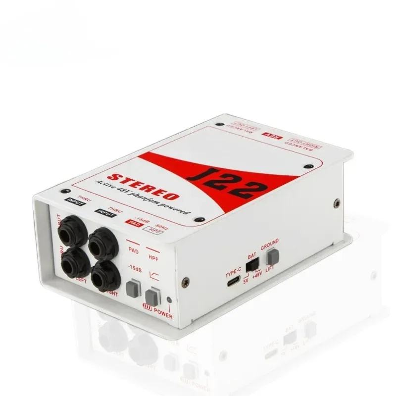 

For GAZ-J22 Professional Dual Channel Stereo 48V Phantom Power Supply Active Direct Junction Audio DI Box