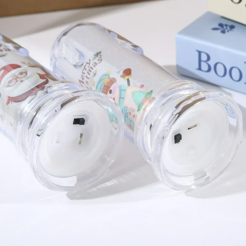 Lampada da notte elettronica senza fiamma a LED con candela di cristallo natalizia, decorazione per la casa, alimentata a batteria, ornamento da tavolo festivo_voghion.com