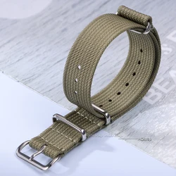 Rugged Ribbed Nylon Watch Strap for Military - Style Timepieces (Army green strap)