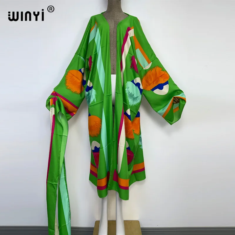 WINYI Africa fashion bikini women swimsuit New party Cardigan stitch with belt sexy Boho free size Holiday long Sleeve KIMONO