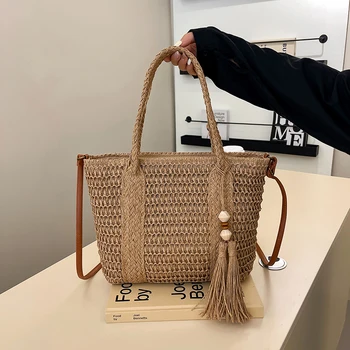 Nuova borsa da donna in paglia alla moda, borsa a tracolla elegante e Trendyy, shopping versatile da donna, vacanze, viaggi, borsa da donna in paglia in stile occidentale 1