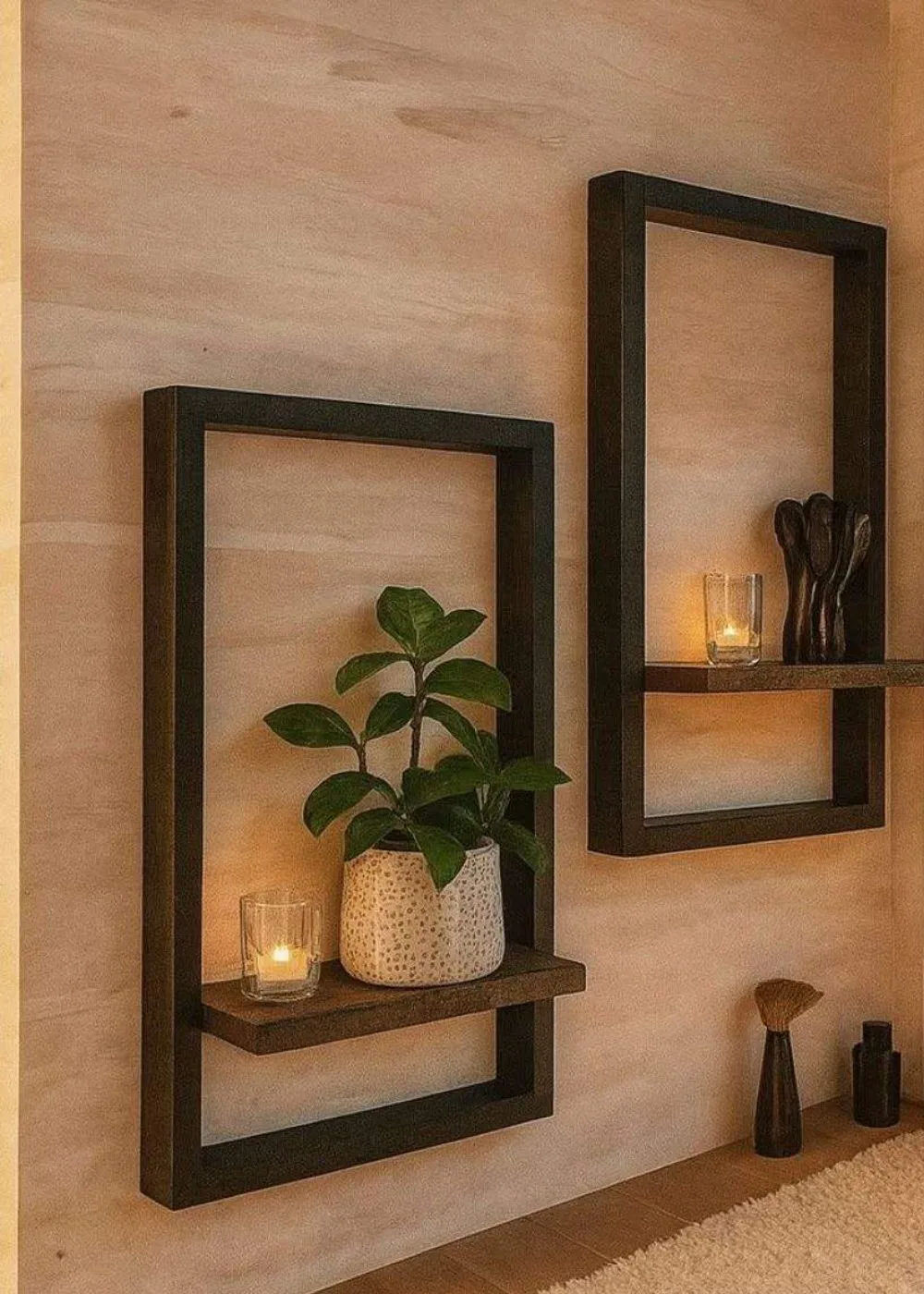Ensemble de cadres muraux vintage en bois, noir et marron, pour photos carrées, support d'affichage, album de fleurs, pour salon, chambre, salle de bain