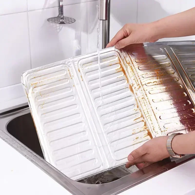 Kitchen Gas Stove Baffle Plate Aluminum Foil Insulation Board Cooking Tools Hot Grease Splash Block Oil Tinfoil Easy To Clean kitchen splatter screen kitchen splash guard