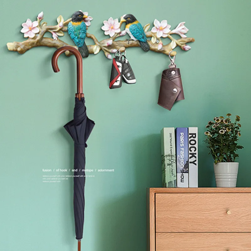 AMERICAN STYLE BIRD DECORATIVE KEY HOOK, WALL HANGING RESIN CRAFTS, WALL DECORATION HANGER WALL DECORATION R1261