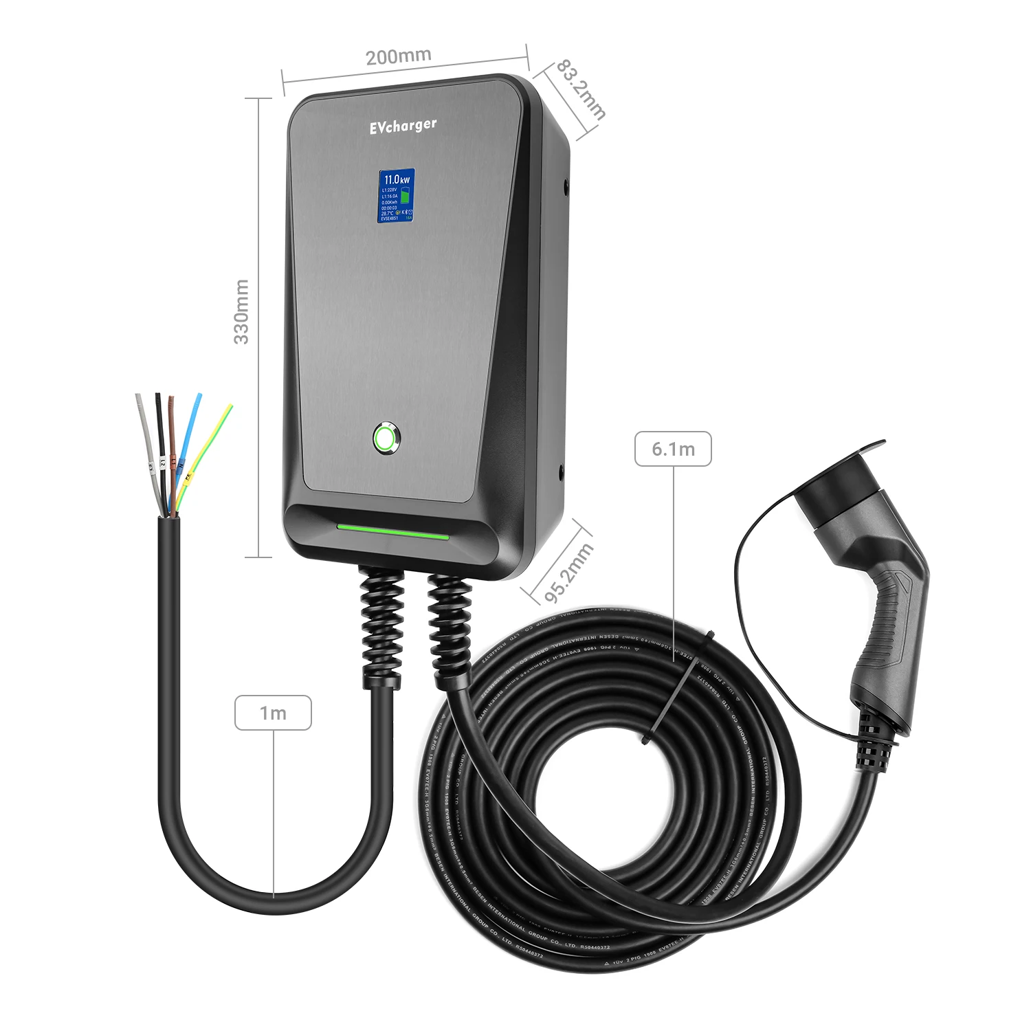 EV Charger Type 2 APP Wifi Control 16A 3 Phase Electric Car Charging Station EVSE Wallbox with 6.1M Cable 11KW 19 EV Charger Type 2 APP Wifi Control 16A 3 Phase Electric Car Charging Station EVSE Wallbox with 6.1M Cable 11KW 10
