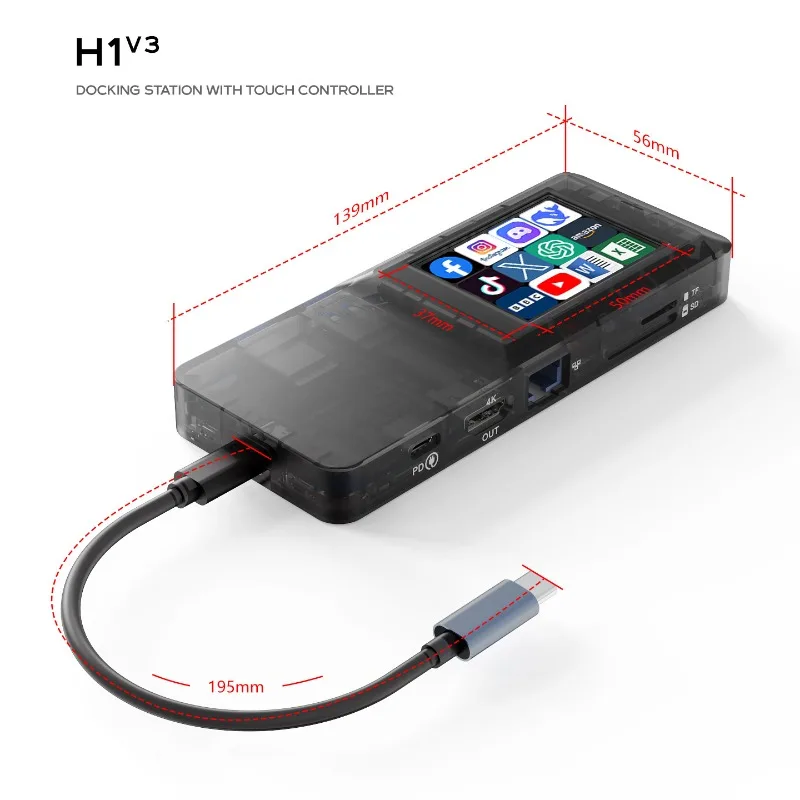멀티포트 타입-C 도킹 스테이션(HDMI, USB 허브 포함, 노트북용)