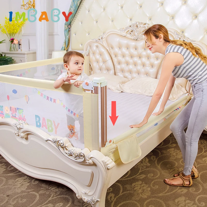 IMBABY Baby Playpen Child Bed Safety Barrier Gate Sleep Protector for Kids Anti-Fall Security Rail Side Protective Toddler Fence