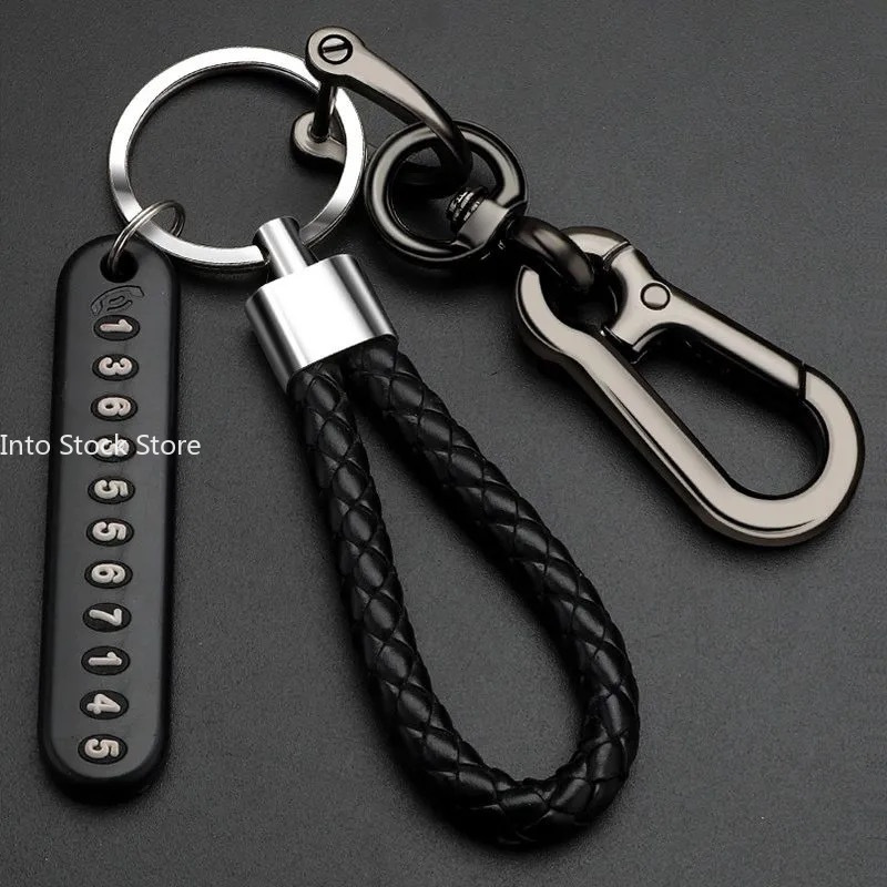 Anti-lost Phone Number Plate Car Keychain Pendant Auto Vehicle Keyring Key Chain Car Accessories Gifts