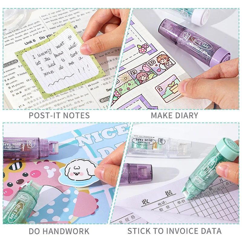 Card Lover 5m*6mm Cute Dots Glue Tape Scrapbooking Collage Photo Album School Stationery Double Sided Adhesive Roller Tape 5