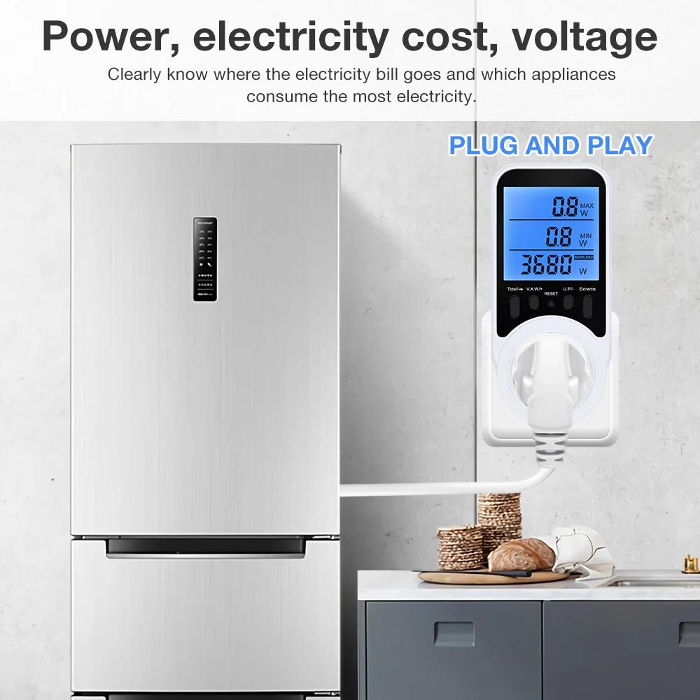 Digital Power Meter Monitors Outlet Electricity
