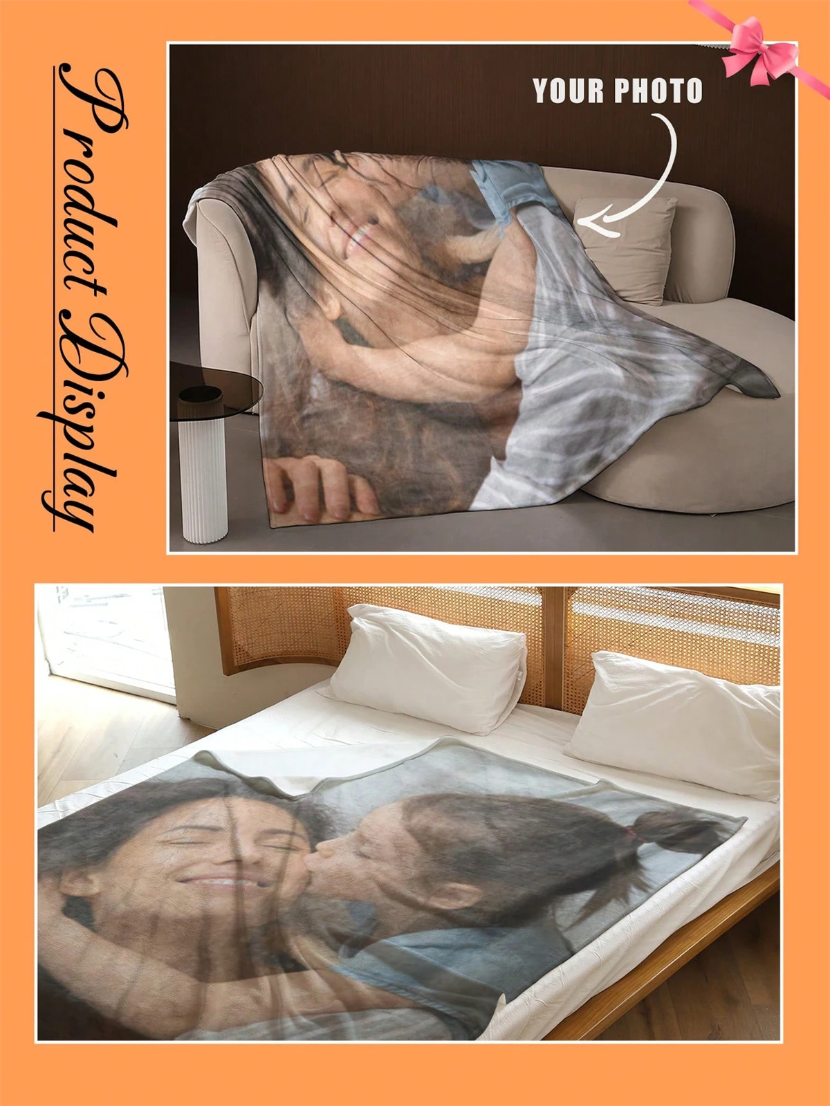 Personalized Photo Blanket Customized Print on Demand Dropshipping Warm Throw Blankets for Boyfriend Girl