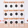 12 Pcs Round Spice Jars Glass Storage Jars with Bamboo Lids Stickers Candy Jars Coffee Jars Salt Jars Pepper Jars Tea Jars 6