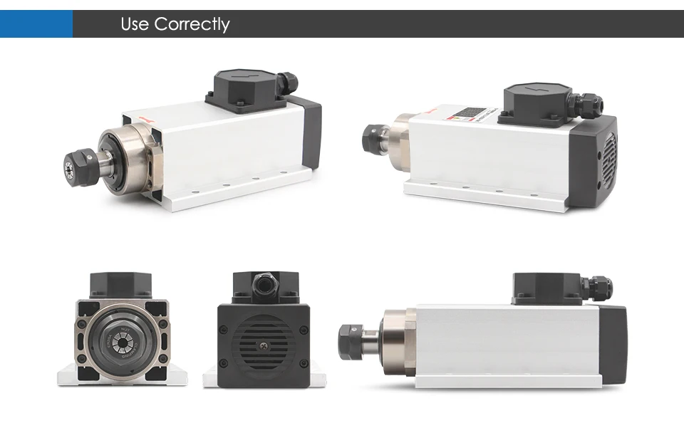 G-Penny 220V 2,2kW ER20 Luftgekühlter Spindelmotor 4 Lager 0,01mm Genauigkeit Quadratischer Typ Mit Flansch und 2,2kW H100 Wechselrichter – Detail 9