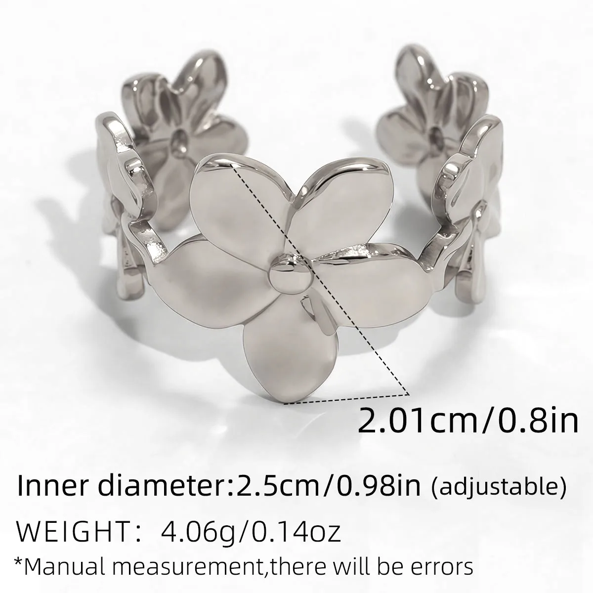 Trendige, hochwertige, hochwertige Edelstahlringe mit Blumendesign, 18 Karat vergoldeter, wasserfester Schmuck für den täglichen Gebrauch, Urlaub am Meer usw – Detail 2