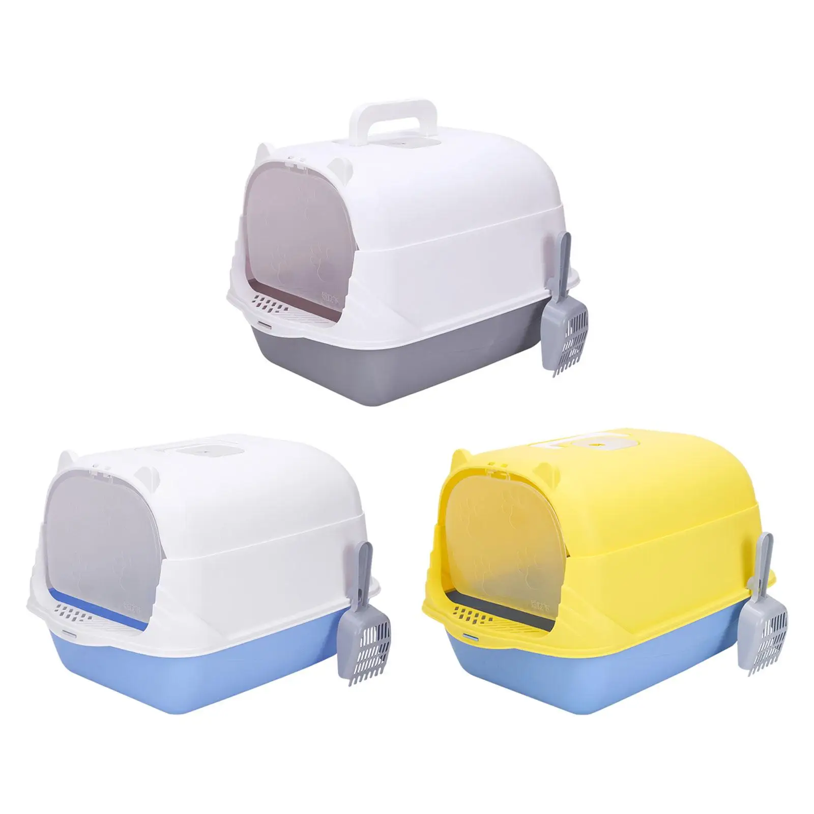 Hooded Cat Litter Box Durable with Door Removable for Indoor Cats with Scoop