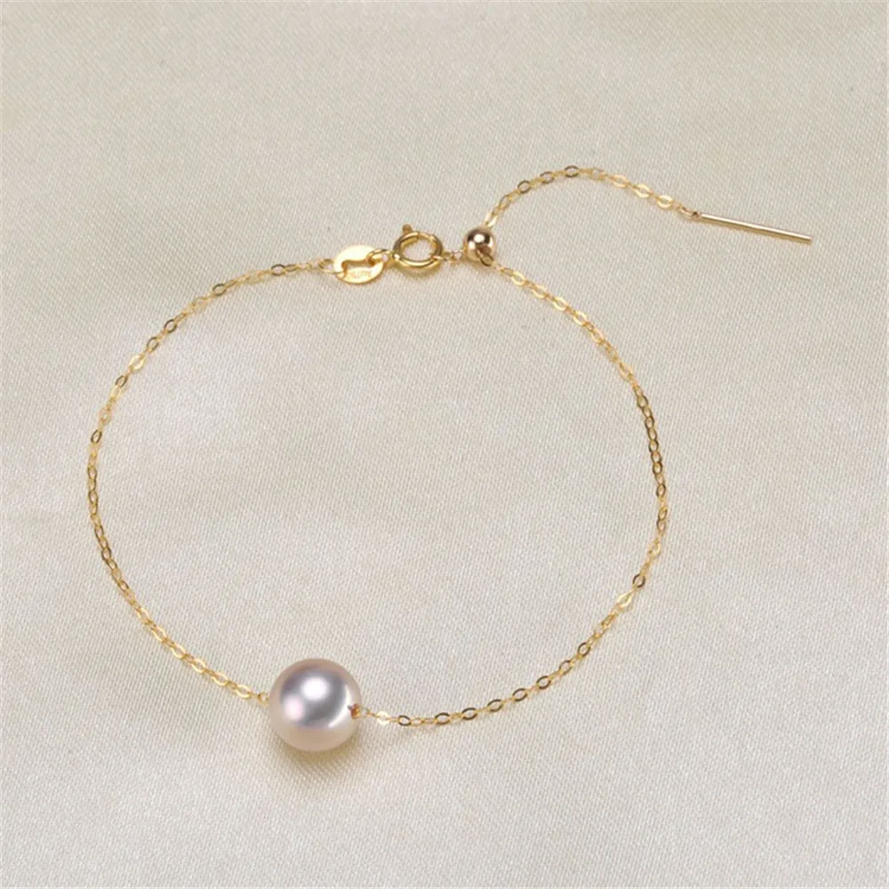

Браслет из 18-каратного золота с жемчугом и регулируемым жемчужным браслетом, 5-9 мм, G354
