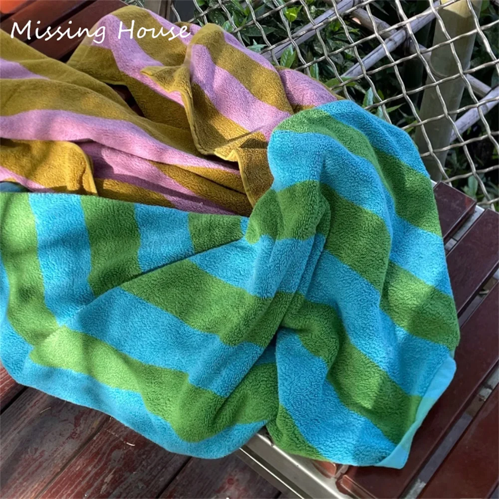 

Retro Forest Stripe Combed Cotton Face Hand Shower Bath Towel Niche Contrasting Color Towel Kids Men Women Home Decro