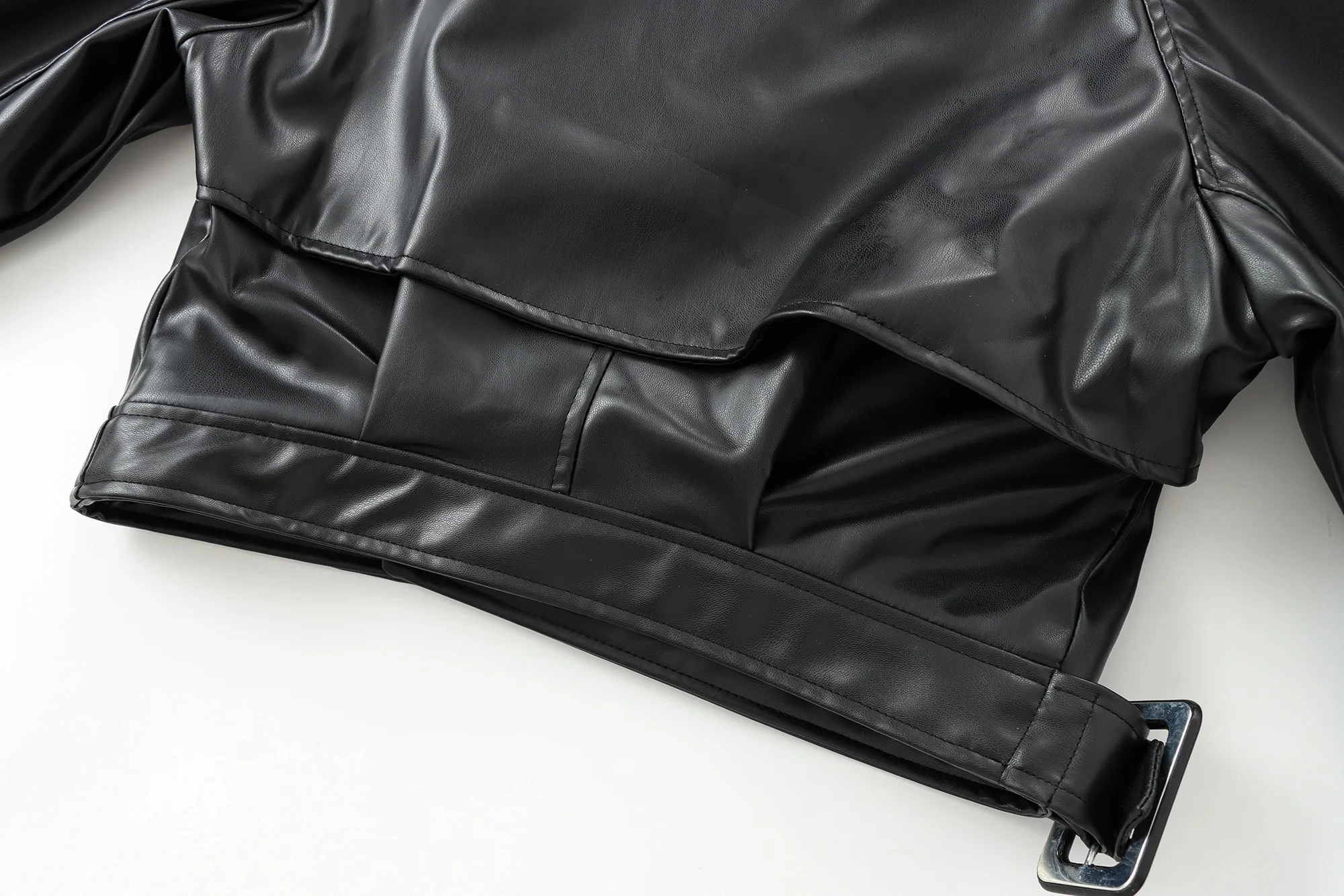 Faux Leather Bomber Jacket for Women - Cropped Streetwear Outerwear