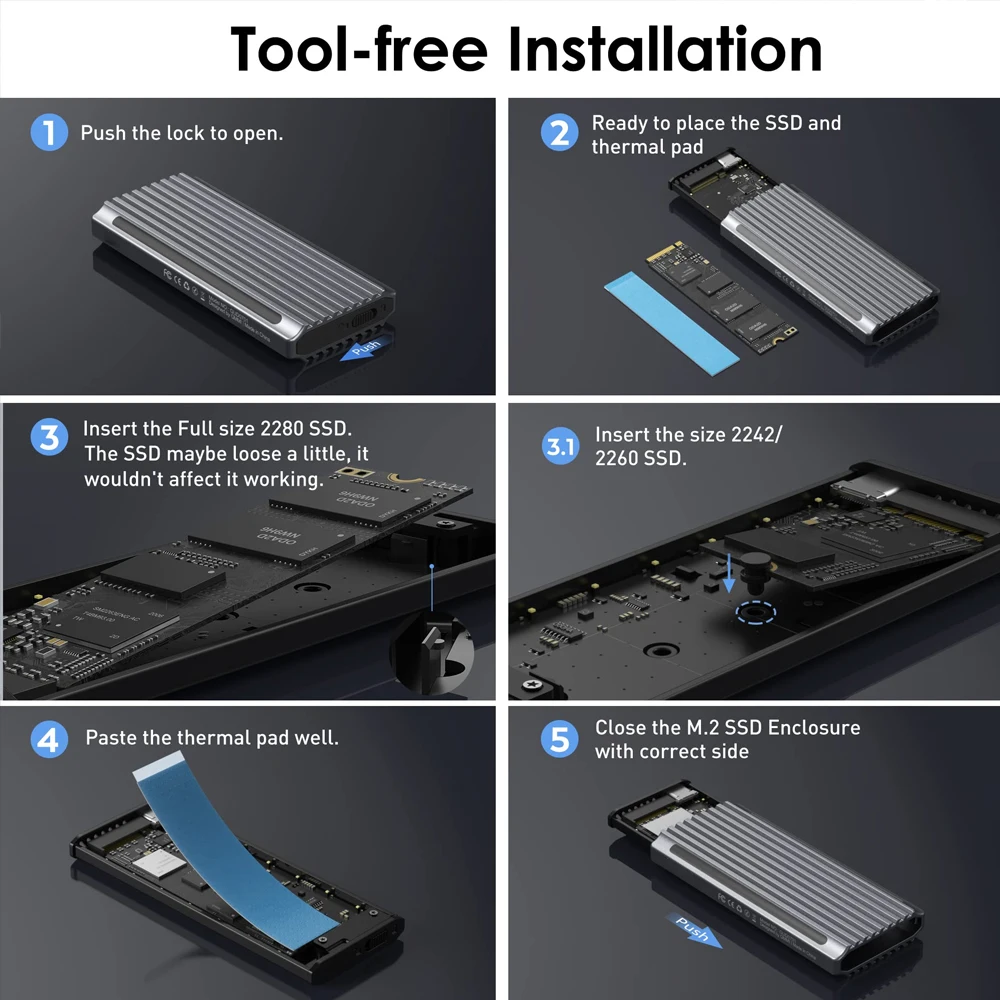 M.2 NVMe SSD Ŭ , USB 3.1 Gen2, 10Gbps, 6Gbps, SATA PCIe M-Ű (B + M Ű), RGB ˷̴ ̽, UASP, SSD 2242 2260/2280