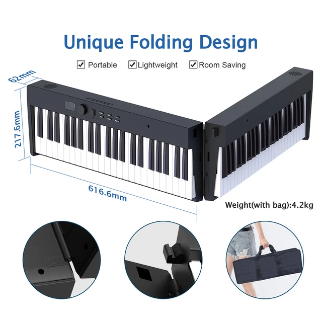MIDIPLUS Foldable Electronic Keyboard Piano 88 K-eys Folding Piano Portable  Digital Piano for Piano Student Musical Instrument - AliExpress