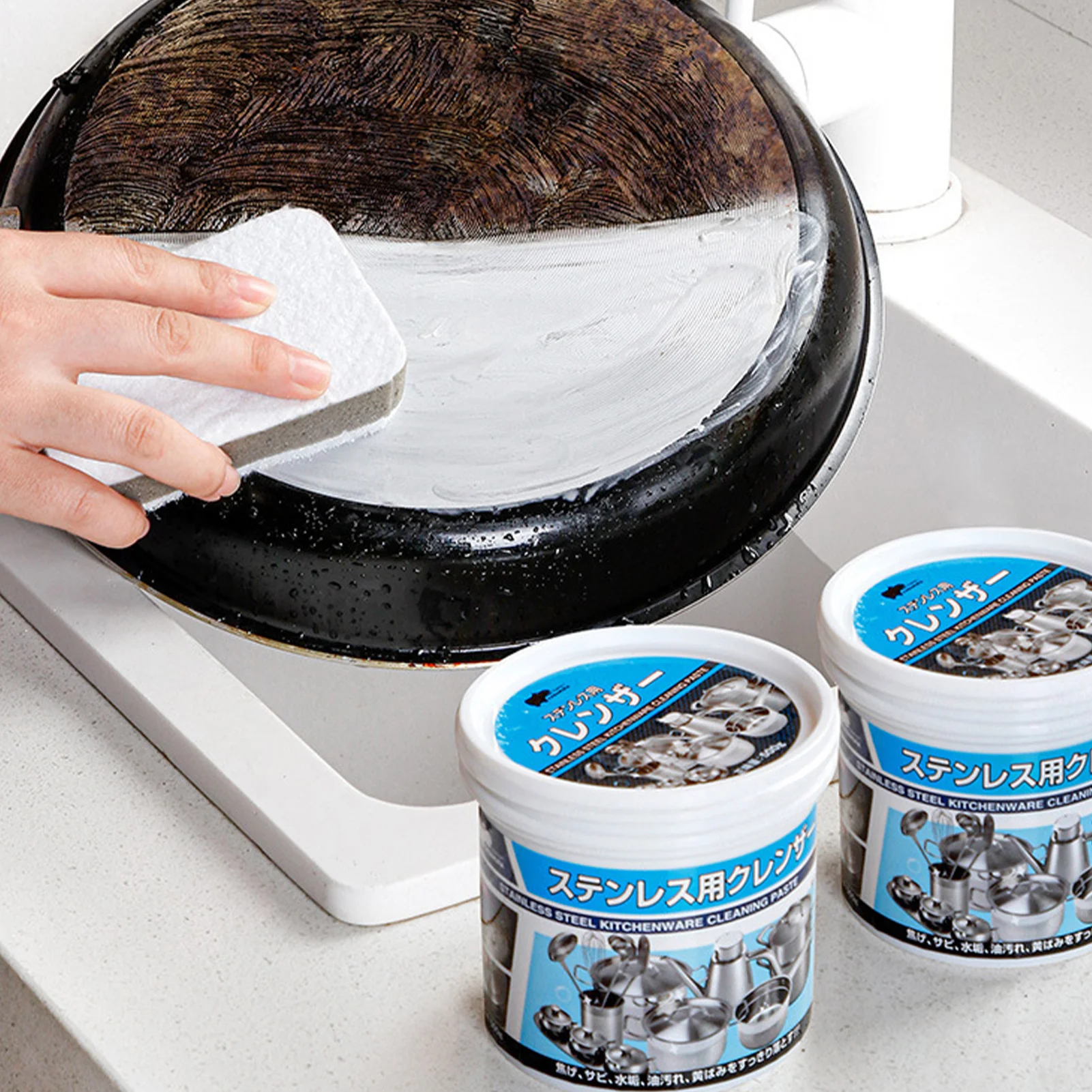 500g Stainless Steel Cookware Cleaning Paste Household Kitchen Cleaner Washing Pot Bottom Scale Strong Cream Detergent
