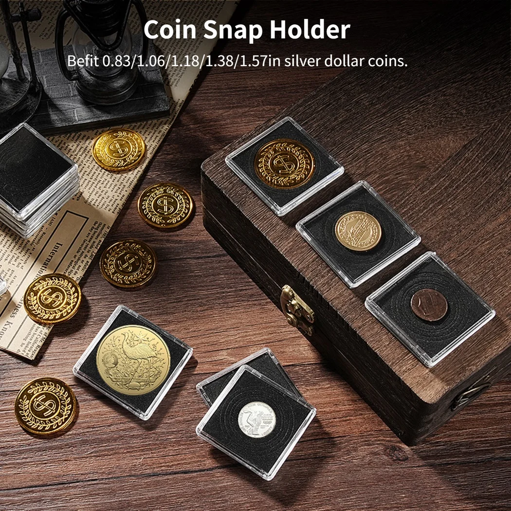 Coin Holder 30Pcs/Set Coin Snap Holders Silver Dollar Coin Holders Collection Display Acrylic Cases Half Dollar Organizer Boxes
