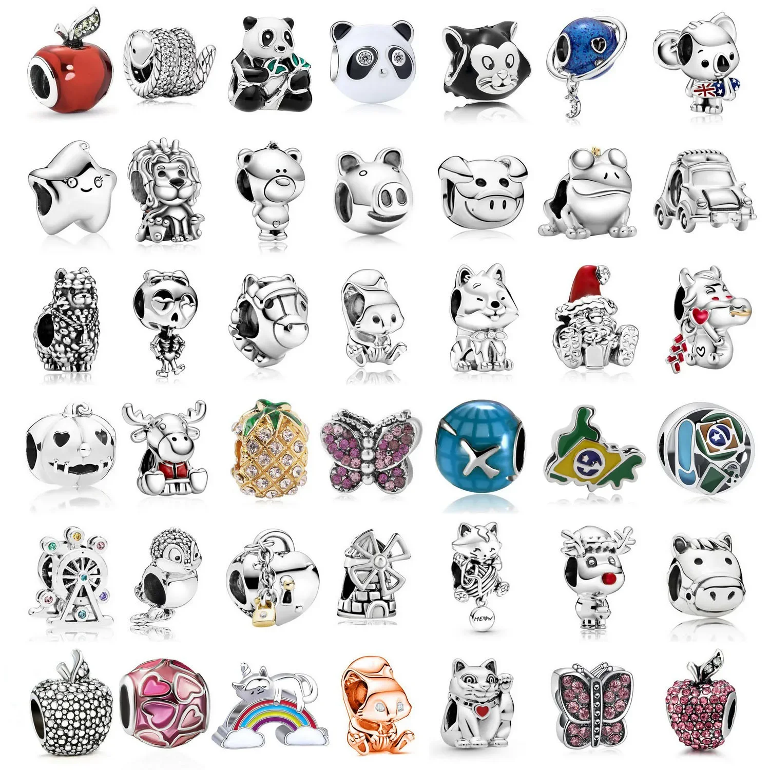 2023 New Animal Cat Panda Bear Butterfly Lion Snake Perline Fai Da Te Adatto A Braccialetti Con Ciondoli Pandora Europei Accessori Per Gioielli