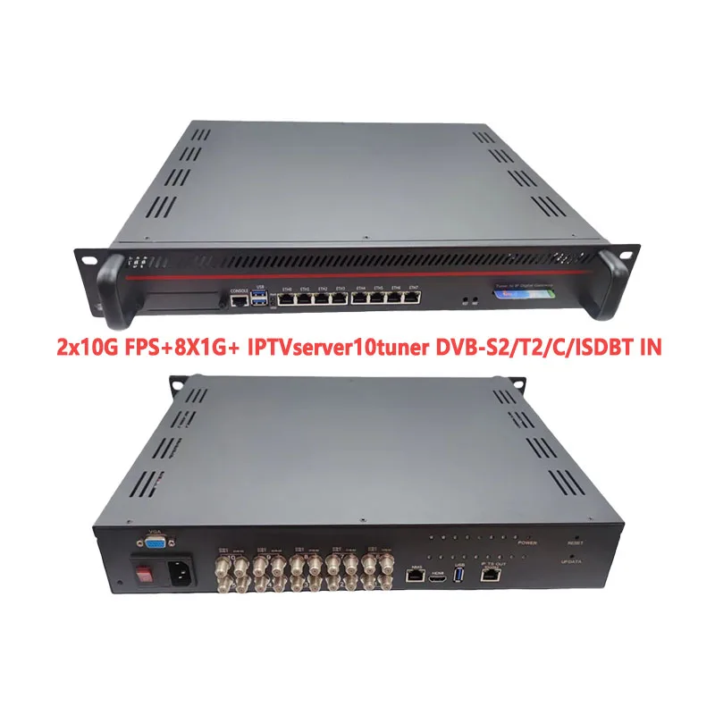 IPTV 스트리밍 서버 튜너, IP 라이브 + 주문형 RF-IPTV DVB-S2 DVB-T2 DVB-C, ISDBT 리시버 복조기, TV 시스템 올인