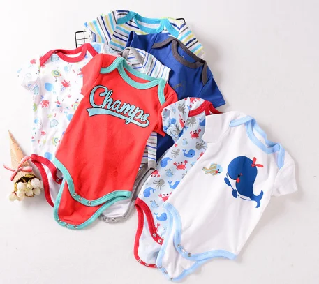 Clearance Random 1Piece Unisex 0-24M Baby Girl Clothes Cotton Newborn Baby Boy Clothes Short Sleeve Cartoon Jumpsuit Baby Bodysuits cheap