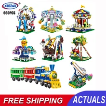 

Xingbao Amusement Park City Club Building Blocks Pirate Ship Ferris Wheel Carousel Spinning Octopus Moc Bricks Educational Toys