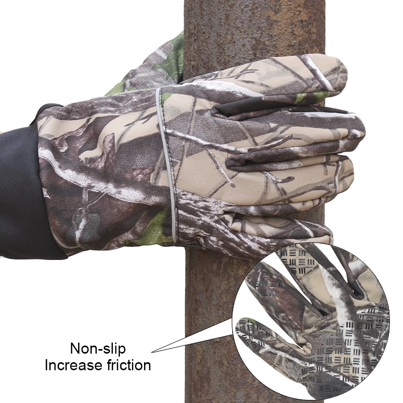 Gants camouflage homme anti-dérapants - Pêche, vélo et sports outdoor avec compatibilité écran tactile