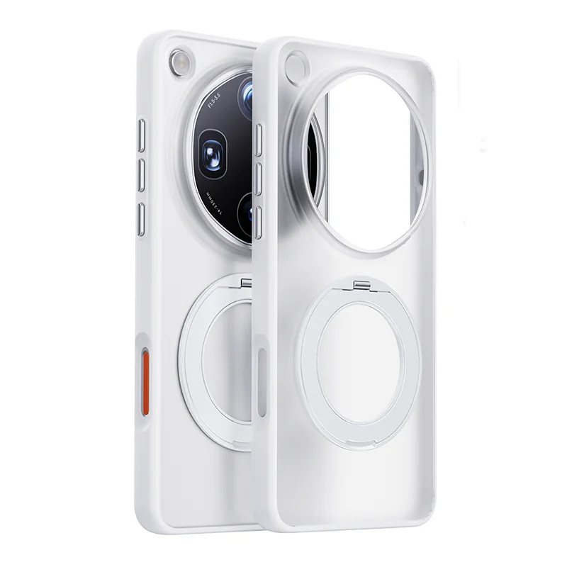 ELVEV Frosted Translucent Magnetic Phone Case with 360° Rotating Ring Holder