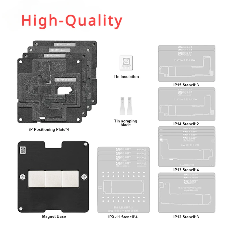 amaoe-tin-stencil-set-para-celular-x-15promax-plantando-estanho-universal-24-em-1-012mm-cpu-magnetica-bga-kit-plataforma-reballing-ferramentas