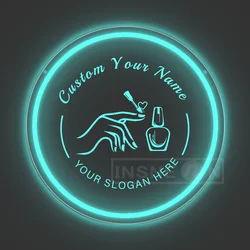 Personalized Pink LED Neon Sign with USB and Switch Control for Nail Salon and Home Décor (Ice Blue)