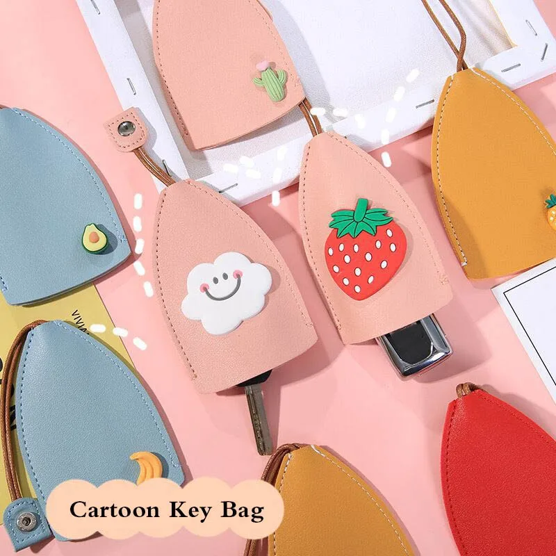 Cute Cartoon Unisex Pull Type Key Bag PU Leather Key Wallets Housekeepers Car Holder Case Keychain Pouch key case key holder key organizer key purse