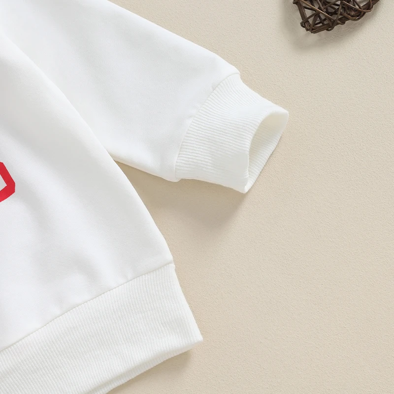 Description Picture 6 of itemBaby Boys Pants Set Long Sleeve Crew Neck Letters Print Sweatshirt with Elastic Waist Sweatpants Valentine’s Day Outfit