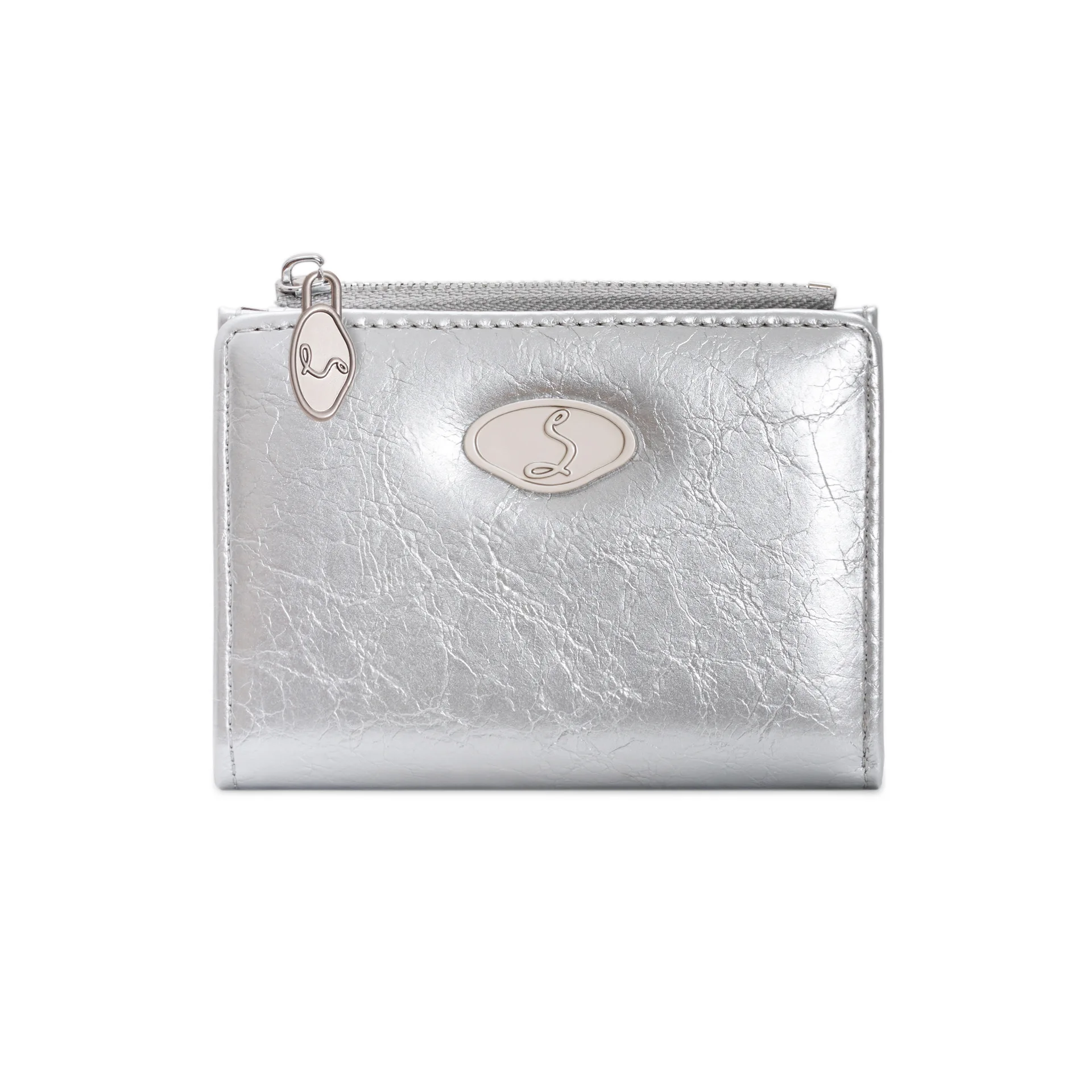 Wine Red Glossy Short Wallet for Women - Elegant Zipper Card Holder & Versatile Multi-slot Coin Purse