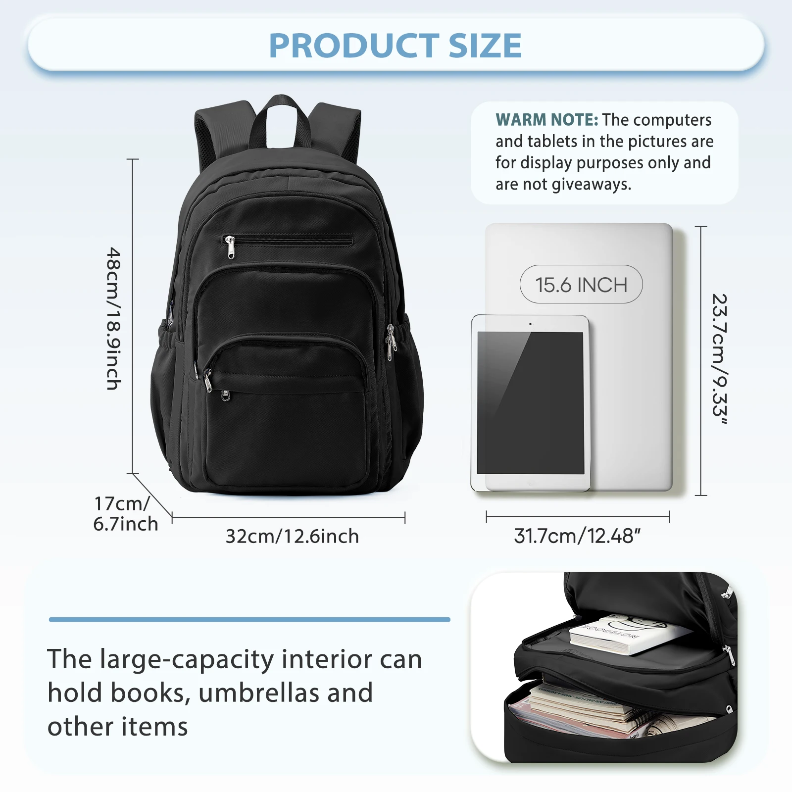 Girls Boys Large Capacity School Backpack,  Youth Campus Students Multiple Travel Backpack Bookbag, College Laptop Bag For Women